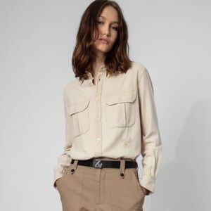 Zadig & Voltaire Teros Cotton Twill Button-Up Safari Utilize Shirt
